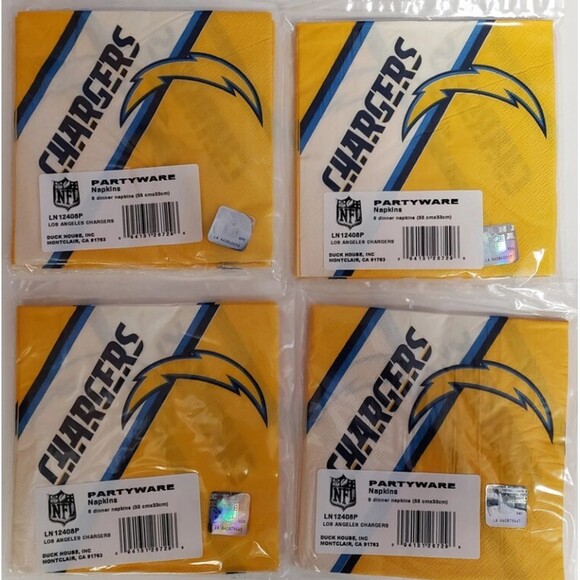 Duck House Other - NFL Los Angeles Chargers Lot of 4 Napkin Packs Sports Parties Tailgates Man Cave